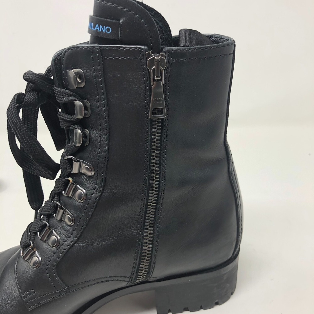 Prada Calzature Donna Soft Calf Combat Boots Womens 38.5 8 Black Leather Y2K - Picture 9 of 16